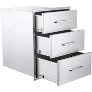 NewAge Products Outdoor Kitchen Stainless Steel Grove 32 in. W x 36.5 in. H x 23 in. D Classic 3-Drawer Cabinet