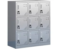 Stainless Steel Lockable Utility Cabinet – Ideal for Tool and Document 201 Stainless Steel / 9 Doors / 35.4