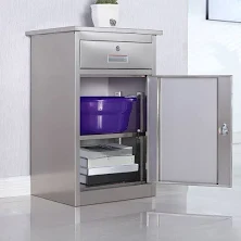 Sleek Stainless Steel Silver Scratch Resistant 1-Wide Storage Cabinet