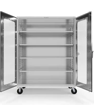 Extreme Duty 12 GA Stainless Steel Mobile Medical Cabinet with Cylinder Lock, 4 Shelves - 60 In. W x 30 In. D x 80 In. H