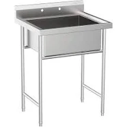 Vingli Upgraded Free Standing 304 Stainless Steel Utility Sinks for Laundry Room with Backsplash