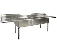 120 in. Stainless Steel 3 Compartment Sink Freestanding Commercial Sink