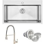 AKDY All-in-One 30 in. x 18 in. Drop-in Single Bowl Stainless Steel Kitchen Sink with Spring Neck Kitchen Faucet
