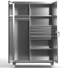 Stainless Steel Uniform Cabinet With 4 Drawers and 4 Shelves