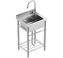 Zstar Free Standing Commercial Restaurant Kitchen Sink Stainless Steel Sink with Hot & Cold Hoses
