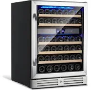 Allavino Cascina Series 55 Bottle Single Zone Freestanding Wine Refrigerator Cooler with Stainless Steel Door