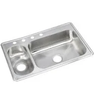 Elkay Dayton Elite Top Mount Stainless Steel 22x33x6.5 4-Hole Double Bowl Kitchen Sink 899380