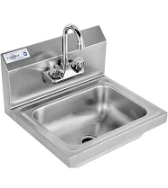 Profeeshaw Stainless Steel Sink Commercial Wall Mount Hand Washing Basin NSF Certified, with Gooseneck Faucet and Backsplash
