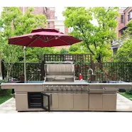 -Full Set Modern Design Modular BBQ Island Cabinet 304 Stainless Steel Outdoor Kitchen