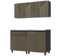 Contur Cabinet 5' Premium Terra Grey Garage Cabinet System with Stainless Steel Tops