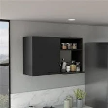 KD Marco de La Cama 20 x 67 in. Salento 2 Freestanding Utility Base Cabinet with Stainless Steel Countertop & 2-Door Black