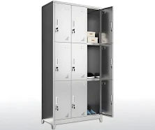 Stainless Steel Modern Storage Cabinet Chrome Metal Cabinet with Hinged Doors - 9