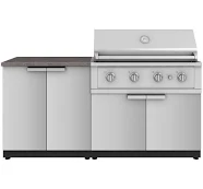Outdoor Kitchen Stainless Steel 4 Piece Cabinet Set with 2 Door, Grill Cabinet, Performance Grill and Countertop, Stainless Steel / 40 in. Performance
