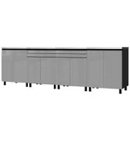Contur Cabinet 10' Lithium Grey Premium Garage Cabinet Kit with Stainless Steel Tops
