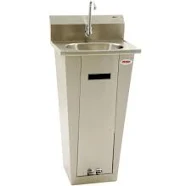 Eagle Group HSA-10-FA-P-MG Microgard Foot Operated Pedestal Hand Sink with Gooseneck Faucet, Foot Pedals, P-Trap, and Basket Drain