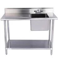 Stainless Steel Work Table with Built-In Sink Right Side / 24