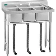Adrinfly 39 in. Stainless Steel Freestanding 3 Compartment Utility Sink