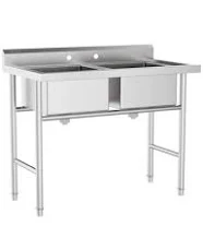 Karl Home 36 x 21 in. 2 Compartment 304 Stainless Steel Sink Kitchen Restaurant