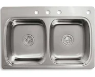 Kohler Verse 33 In. Drop-In Double Bowl 20 Gauge Stainless Steel Kitchen Sink With 4-Holes