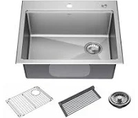 Delta Emery Stainless Steel 25 in. Single Bowl Undermount/Drop-in Workstation Kitchen Sink with Accessories