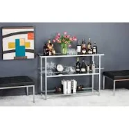 Hokku Designs Chrome And Clear Glass Bar With Three Spacious Tiers