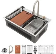 Sarlai 33 in. Top Mount/Drop-in Single Bowl 16-Gauge Stainless Steel Workstation Kitchen Sink