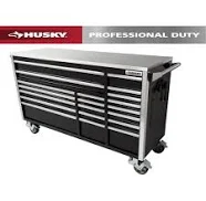Husky Tool Storage 72 in. W x 25 in. D Professional Duty Black Mobile Workbench Cabinet with Stainless Steel Top