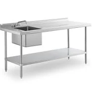 Steelworks 16 ga. SS Worktable with Sink on Left -SWSTM-3072WS-L-316 - 30