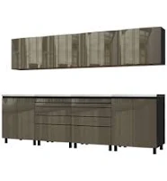 Contur Cabinet 10' Premium Terra Grey Garage Cabinet System with Stainless Steel Tops