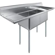 54 in. x 23.5 in. Stainless Steel One Compartment Sink with 18 in. x 18 in. Bowl and 18 in. Left and Right Drainboards