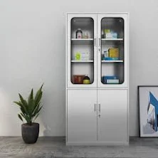 2-Wide Stainless Steel Supplies Storage Cabinet in Silver, Rust Resistant, 35