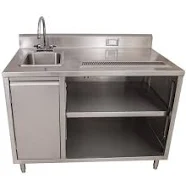BK Resources Stainless Steel Beverage Table with Left Sink BEVT-3048L