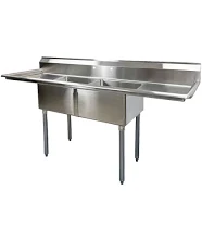 Elite Kitchen Supply Freestanding Stainless Steel Service Sink with Dual Drainboard