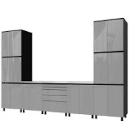 Contur Cabinet 12.5' Lithium Grey Premium Garage Cabinet Kit with Stainless Steel Tops