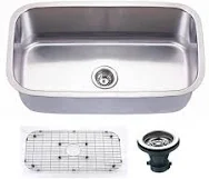 Oceanus Undermount 16-Gauge Stainless Steel 31.5 in. Single Bowl Kitchen Sink with Grid and Strainer
