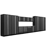 NewAge Products Pro Series 14-Piece Cabinet Set with Bamboo Tops and LED Lights