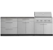 Outdoor Kitchen Stainless-Steel 5 Piece Cabinet Set with 3 Drawer, 2-Door with Drawer, Performance Grill, Grill Cabinet and Countertop, Stainless