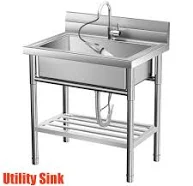 Stainless Steel Utility Sink, Free Standing Single Bowl Yesurprise