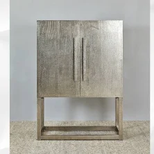 German Silver Hammered Bar Cabinet German Silver