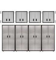 Newage Products Bold Series Platinum 14 Piece Cabinet Set Heavy Duty 24-Gauge Steel Garage Storage System