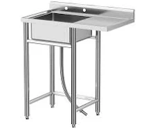 Huloretions Stainless Steel Sink,Utility Free Standing Single Bowl Kitchen Sink With Workbench Utility Sink With Hot & Cold Hoses For Laundry Room